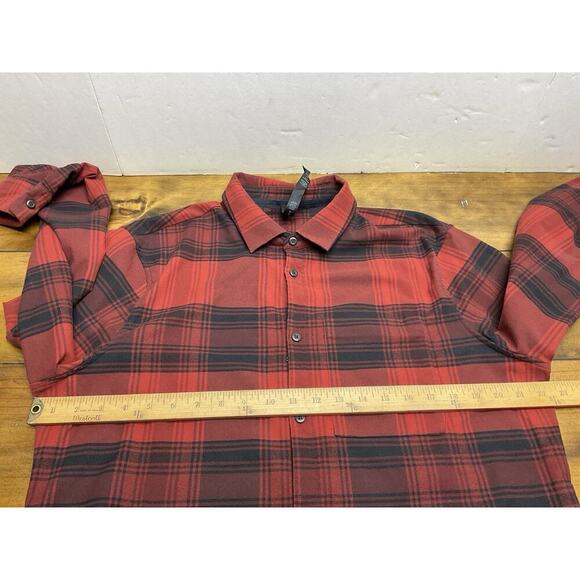 Lululemon Shirt Mens Large Red Black Buffalo Plaid Masons Peak Flannel Commuter - Picture 8 of 12